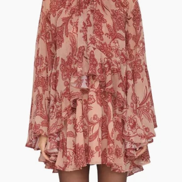 Avec Les Filles Ruffled Mini Dress in Batik Tapestry - S - Picture 7 of 8